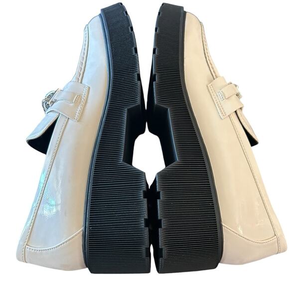 Aqua Blake Patent Square Toe Penny Loafer Chain Detail Platform Lug Sole NEW 9.5 - Picture 9 of 11